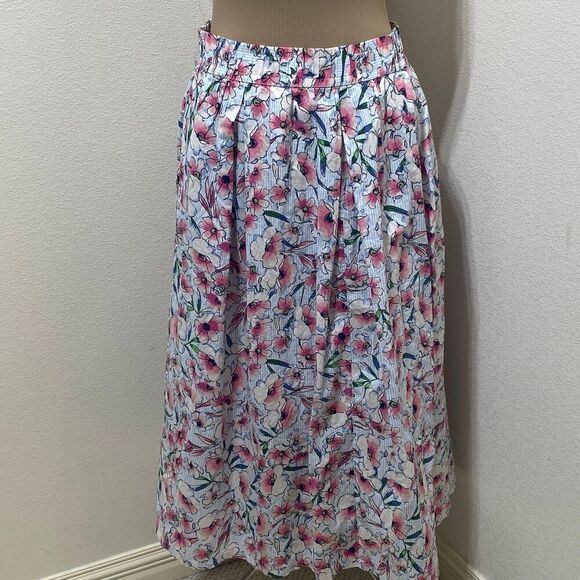 TOMMY HILFIGER Women's Floral Elastic Waist Midi Wear To Work A-Line XL Skirt - Picture 1 of 12